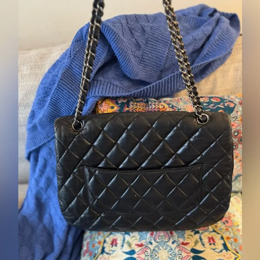 Chanel Special 3 slot flap Black Quilted wSilver Hardware employees only edition